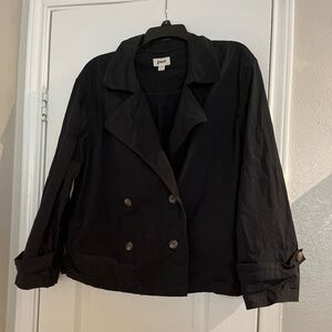 Elegant Black Double-Breasted Trench Coat